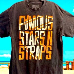 FAMOUS STARS & STRAPS Black Graphic Tee - XL Y2K‎ Grunge skater streetwear